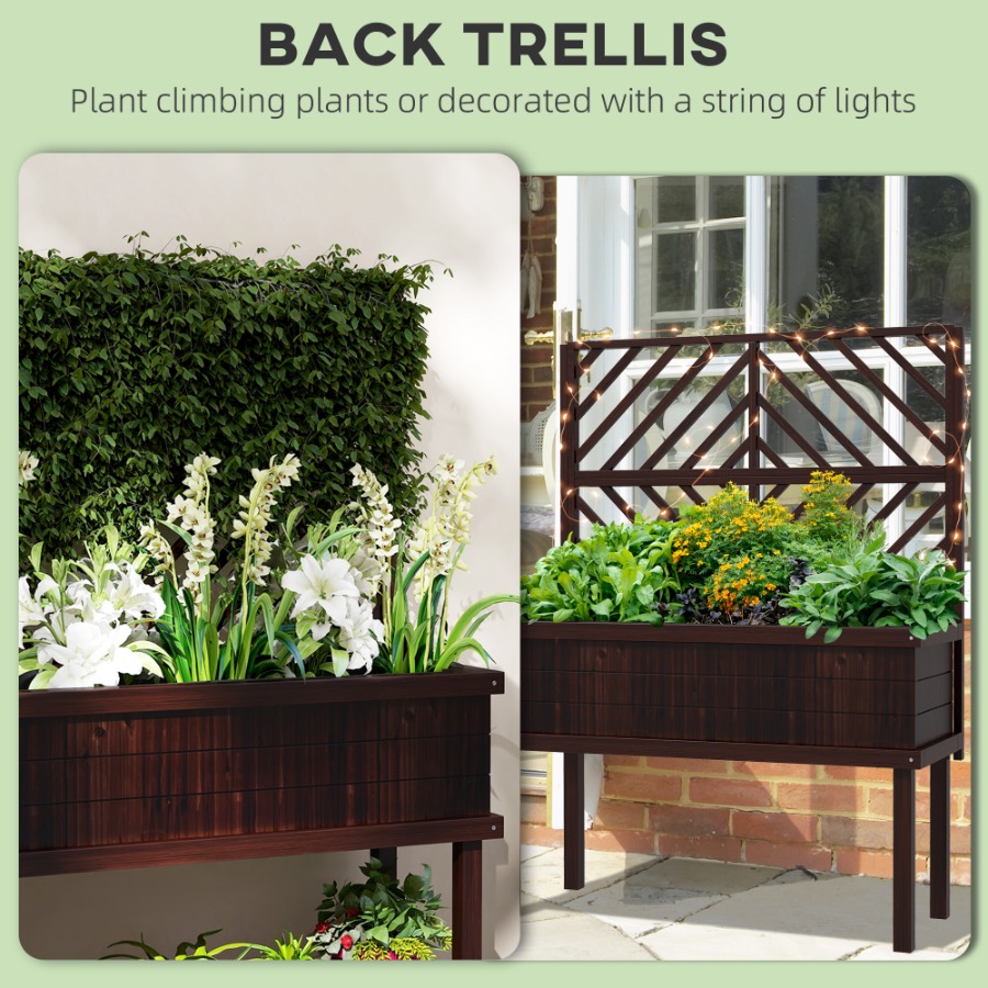 Elevated Wood Planter with Tre - đánh giá và giá Raised Garden Bed
