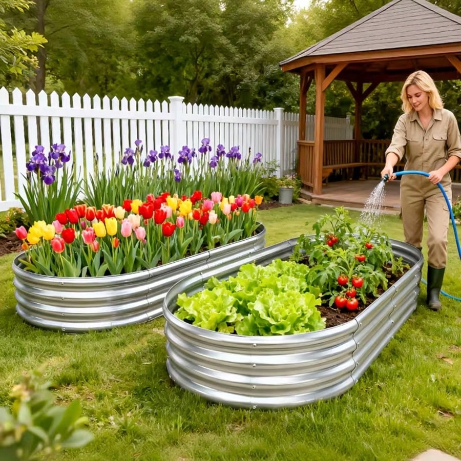 2Pcs Thickened Galvanized Oval - đánh giá và giá Raised Garden Bed